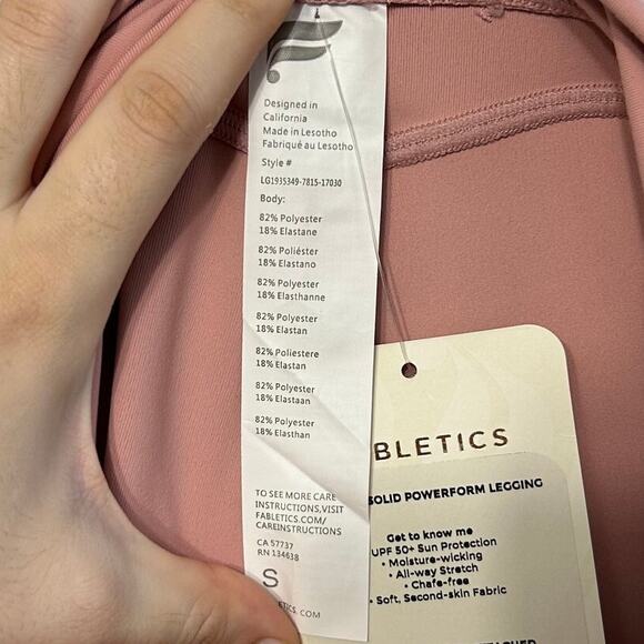 Fabletics Mid-Rise Solid Powerform Leggings NWT Women's Sz S Pale Pink UPF 50+ - Picture 4 of 7